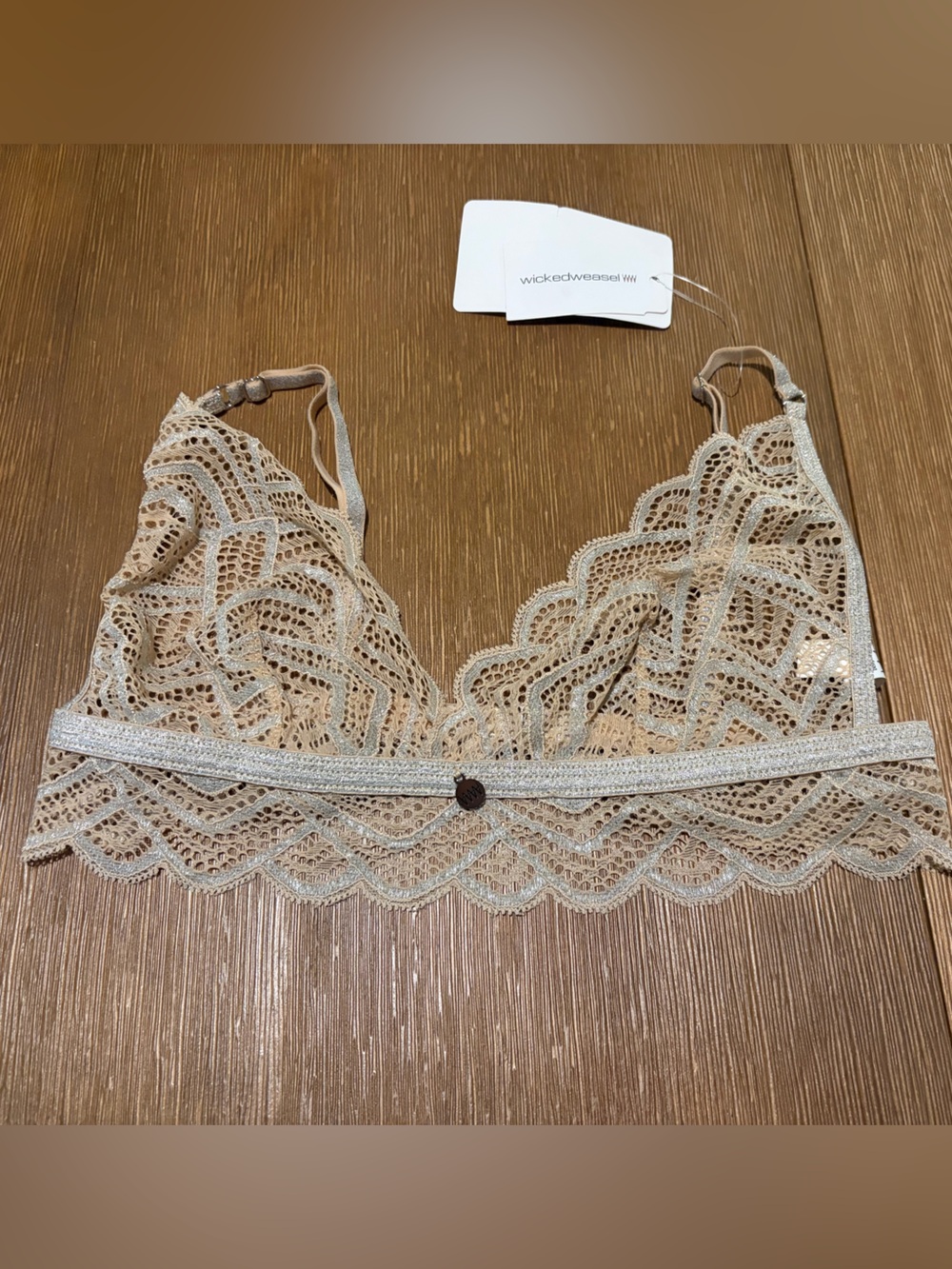Wicked Weasel NWT nude lace bralette size small Coquette Girl Fairy